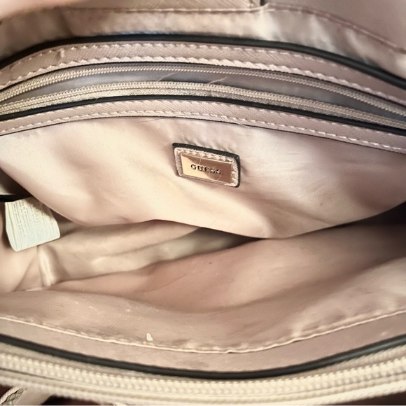 Guess Nude Saffiano Satchel With Gold Chain Straps - Picture 9 of 16